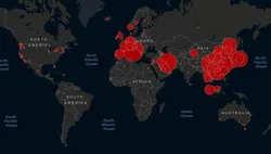 Coronavirus COVID-19 WHO pandemic world map John Hopkins