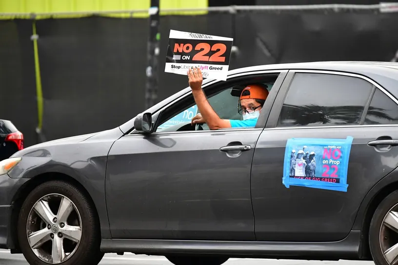 lyft uber california rally Proposition 22 Assembly Bill 5 vote