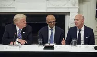 Microsoft and Amazon CEOs with Donald Trump